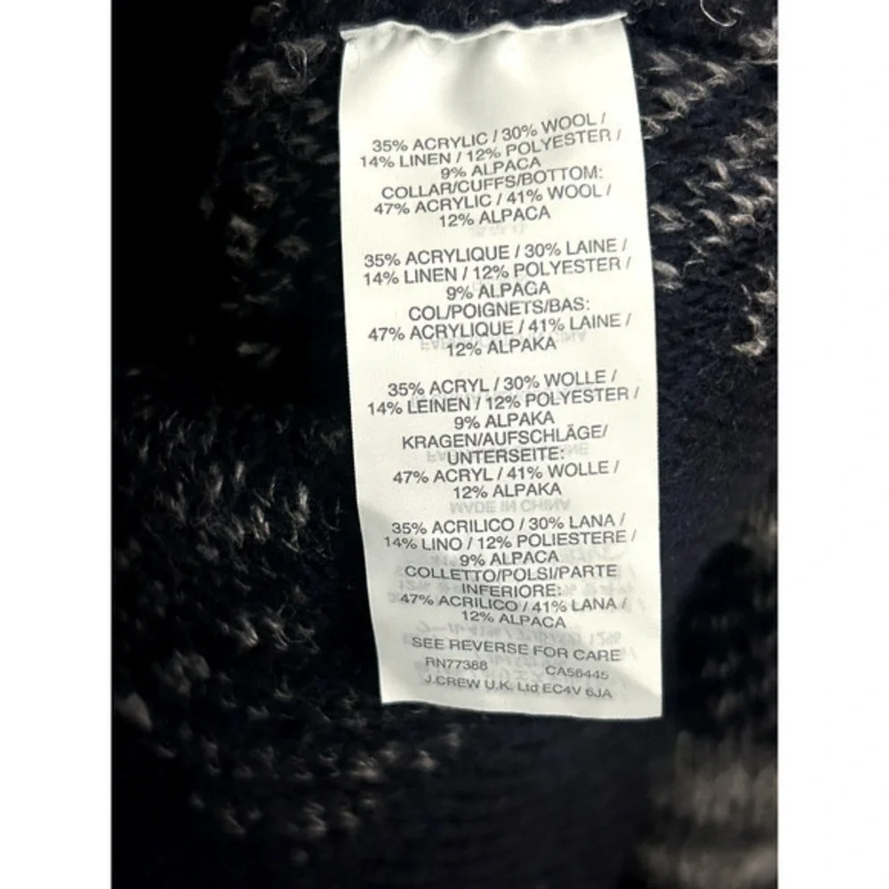 J Crew Sweater Mens Medium‎ Blue Gray Check Linen Wool Alpaca Long Sleeve Adult